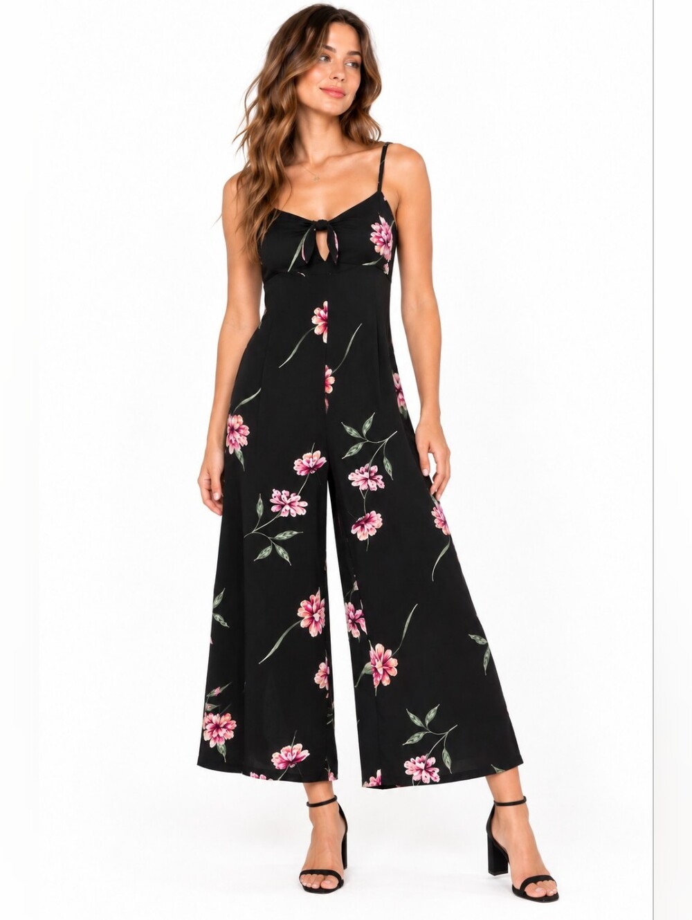 Show Me Your Mumu Floral Tie Front Wide Leg Jumpsuit Small
